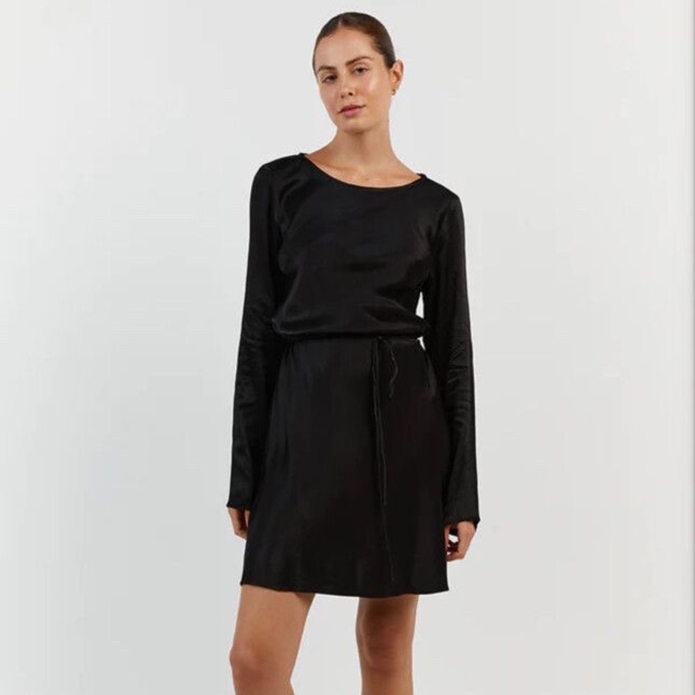 CHARLI BLACK SATIN SLIP MINI - DISSH